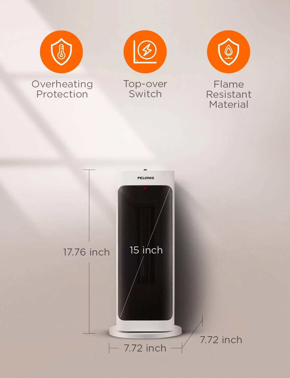 Pelonis 1500W Ceramic Space Heater - White
