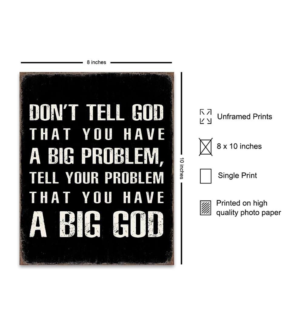 Religious Saying Wall Art - masculine Christianity - Christian Gifts for Men - Faith Wall Decor - Jesus God Motivational poster - Living room Home Office Man cave - spiritual Inspirational Home Decor