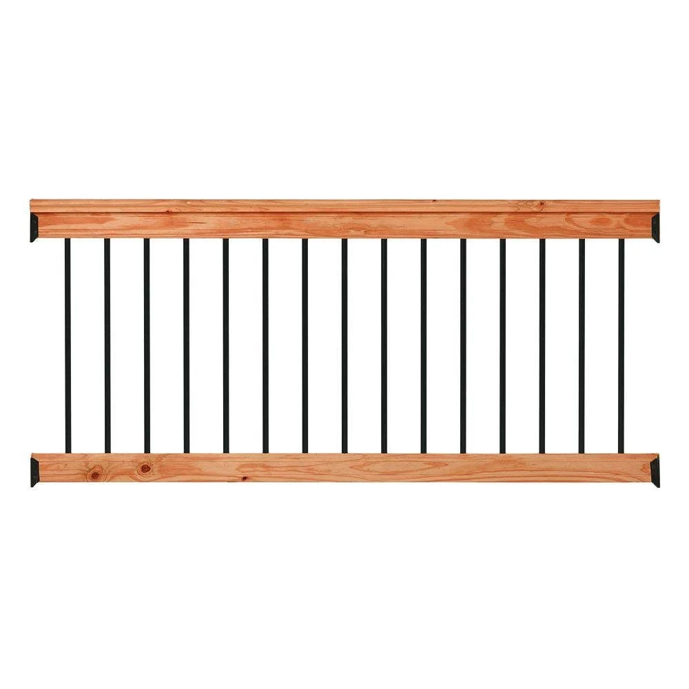 DeckoRail 6 ft. Redwood Deck Rail Kit with Black Aluminum Balusters