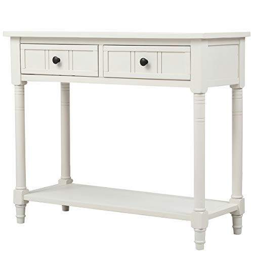 Narrow Console Table with 2 Drawers and Storage Shelf, 35.34