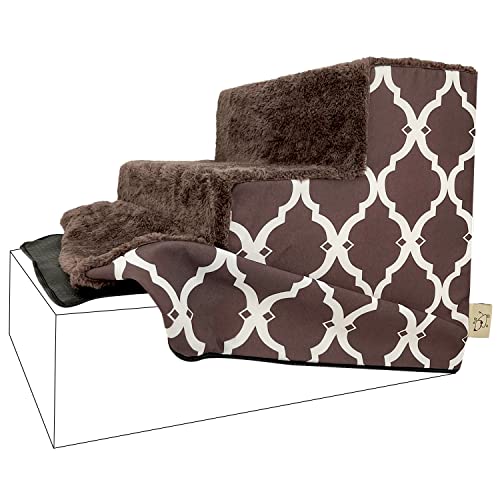 Best Pet Supplies Foam Pet Steps Cover for Small Dogs and Cats, Portable Ramp Stairs for Couch, Sofa, and High Bed Climbing (Cover Only) - Brown Lattice, 3-Step (Cover Only)