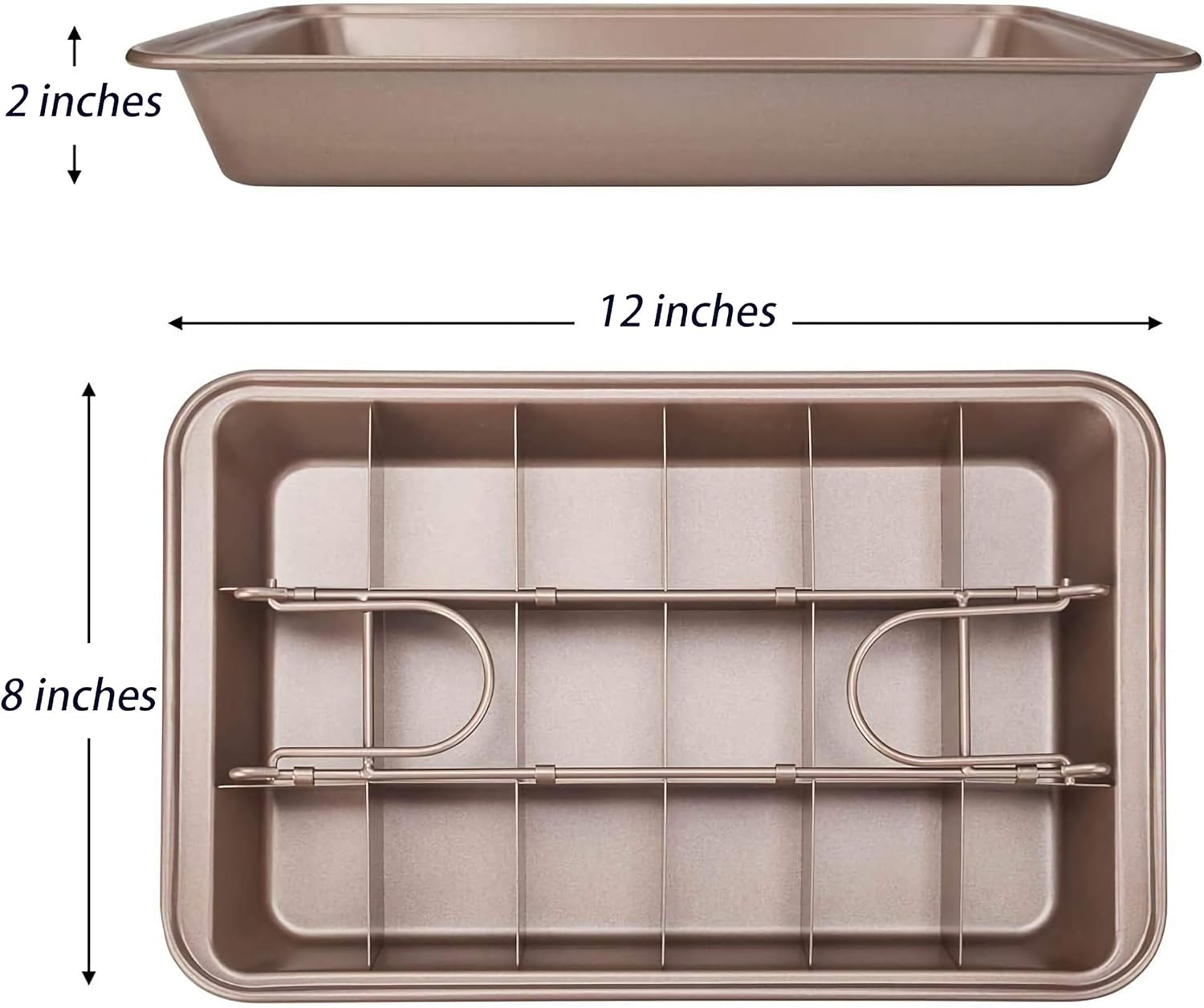 Brownie Pan, Non Stick Brownie Baking Tray with Built-in Slicer and Handle, 18 Pre-slicer Carbon Steel Bakeware, Cupcake Pan and Muffin for Oven Baking (1PACK)