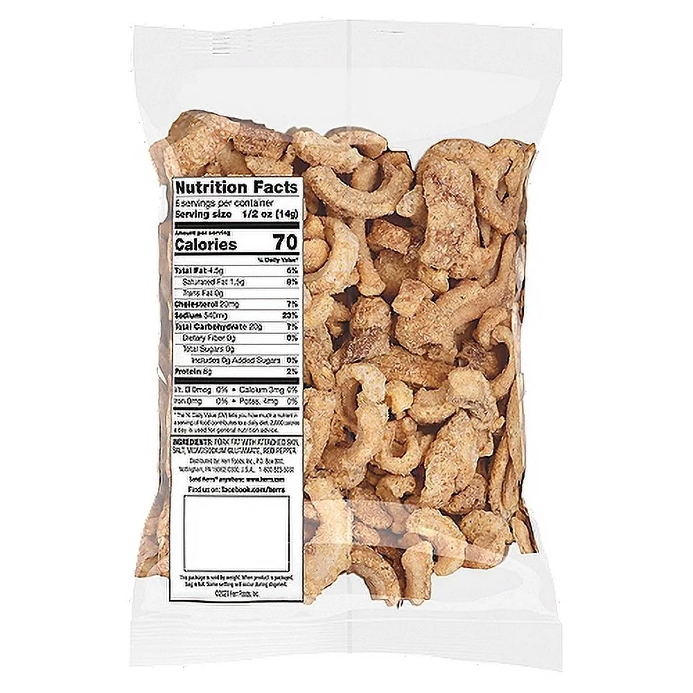 Herr's Original Dipper Pork Cracklins Seasoned with Red Pepper, 6-Pack 3 oz. Single Serve Bags