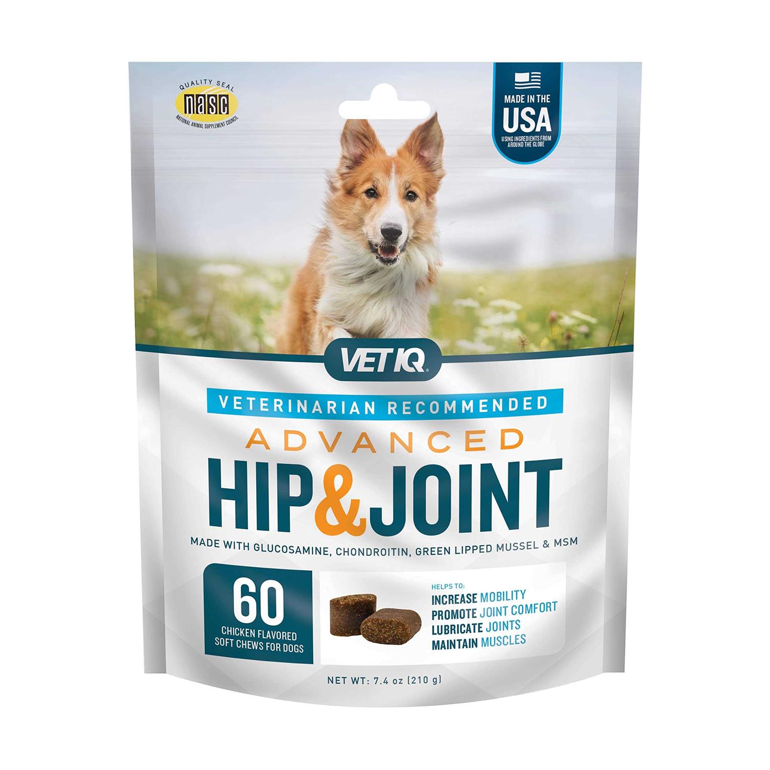 VetIQ Advanced Hip and Joint Supplement for Dogs Chicken Flavored Soft Chews - Pet Supplies online store