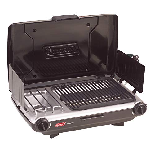 Coleman Tabletop 2-in-1 Camping Grill/Stove, 2-Burner Propane Grill & Stove with Adjustable Burners & 20,000 BTUs of Power, Great for Camping, Tailgating, Grilling
