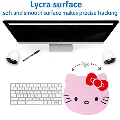 Hello Kitty Mouse Pad Cute Desk Accessories Hello Kitty Stuff, Kawaii Mouse Pads for Desk Computer Laptop, Hello Kitty Gifts for Mousepad for Women Girly Pink Non-Slip Base 10×8.5 in