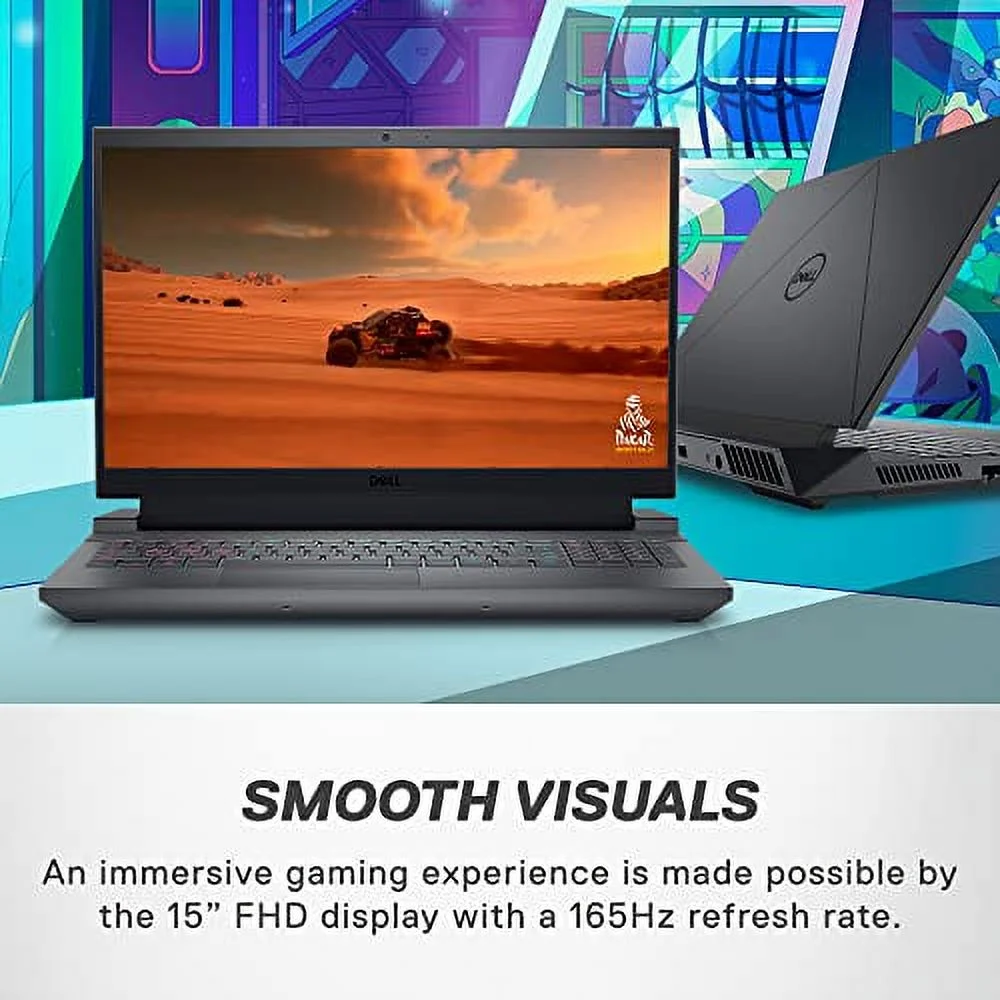 Dell G15 5530 Gaming Laptop - 15.6-inch FHD (1920x1080) 165Hz Display, Core i7-13650HX, 16GB DDR5 RAM, 512GB SSD, NVIDIA GeForce RTX 4050, Intel Wi-Fi 6, Windows 11 Home - Dark Shadow Gray,Black