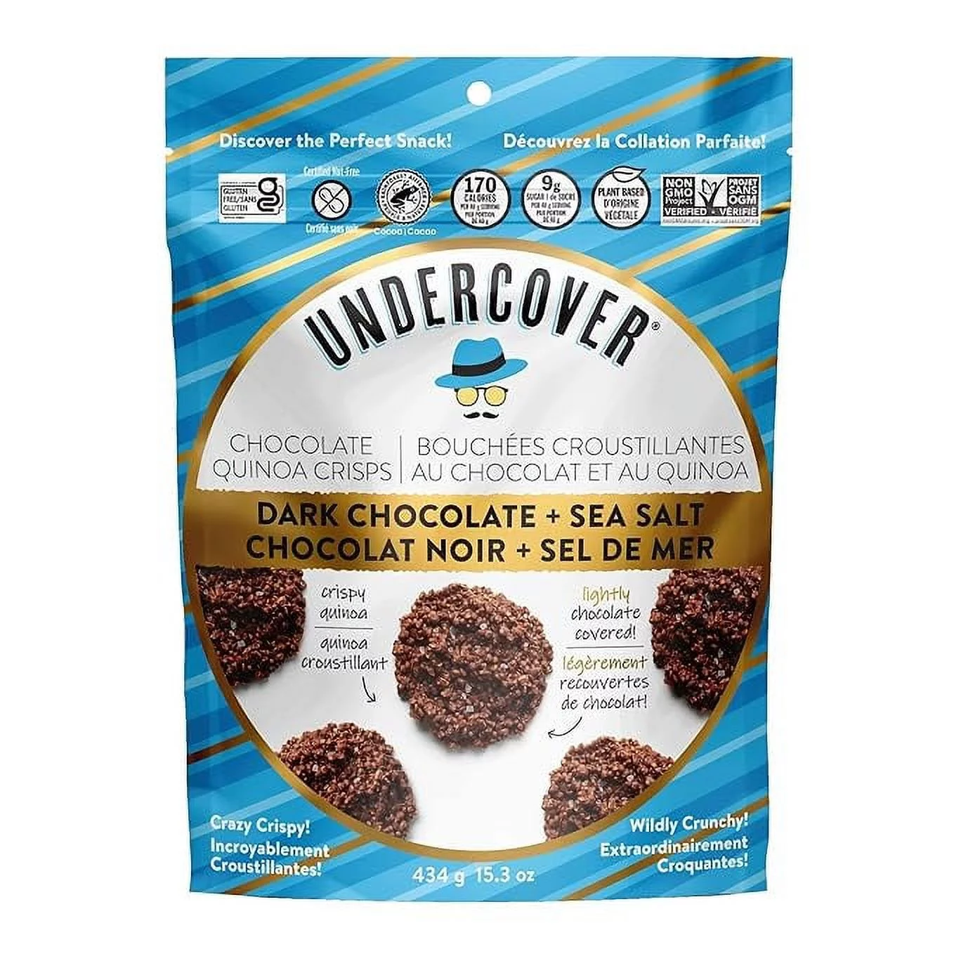 Undercover Chocolate Quinoa Crisps, Crispy Quinoa, Dark Chocolate & Sea Salt - 434 Grams