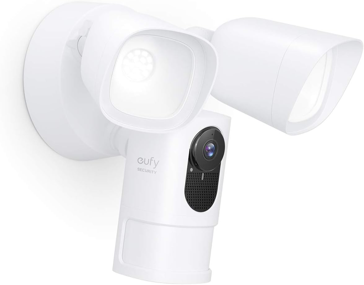 eufy Security Floodlight Camera, 1080p, No Monthly Fees, 2500 Lumens, Weatherproof, Built-in AI, 2021, Non-Stop Power (Existing Outdoor Wiring and Weatherproof Junction Box Required)