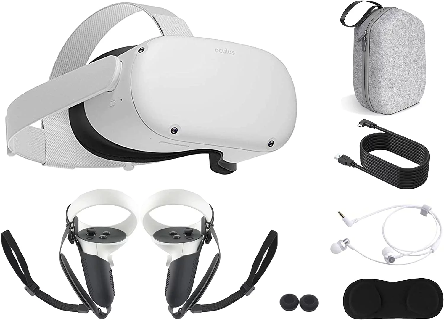 2022 Oculus Quest 2 All-In-One VR Headset, Touch Controllers, 128GB SSD, Glasses Compatible,3D Audio,Marxsol Bundle:Carrying Case, Earphone,10Ft Link Cable, Grip Cover,Knuckle & Hand Strap, Lens Cover
