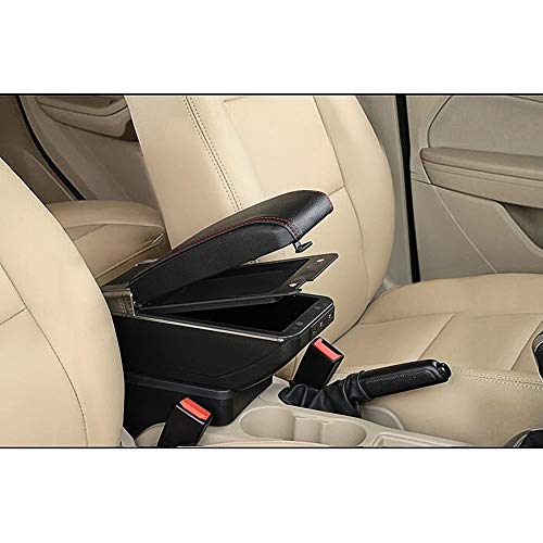 Universal Car Center Console Armrest Box Interior Fittings Storage Organizer with Cup Holder & Ashtray & 7 USB Ports Black