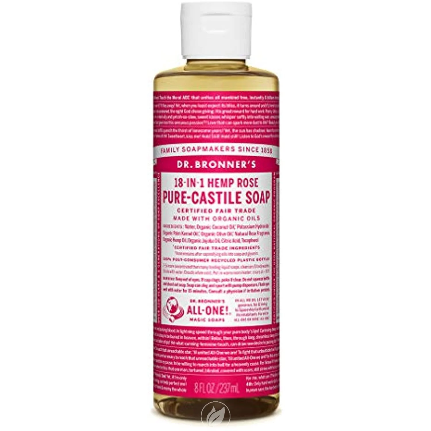 (2 Pack) Dr. Bronner's Magic Soaps Organic Castile Liquid Soap Rose 8 Ounce