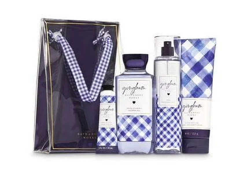 Bath and Body Works GINGHAM Gift Bag Set - Body Cream- Shower Gel - Hand Cream and Fine Fragrance Mist - Full Size
