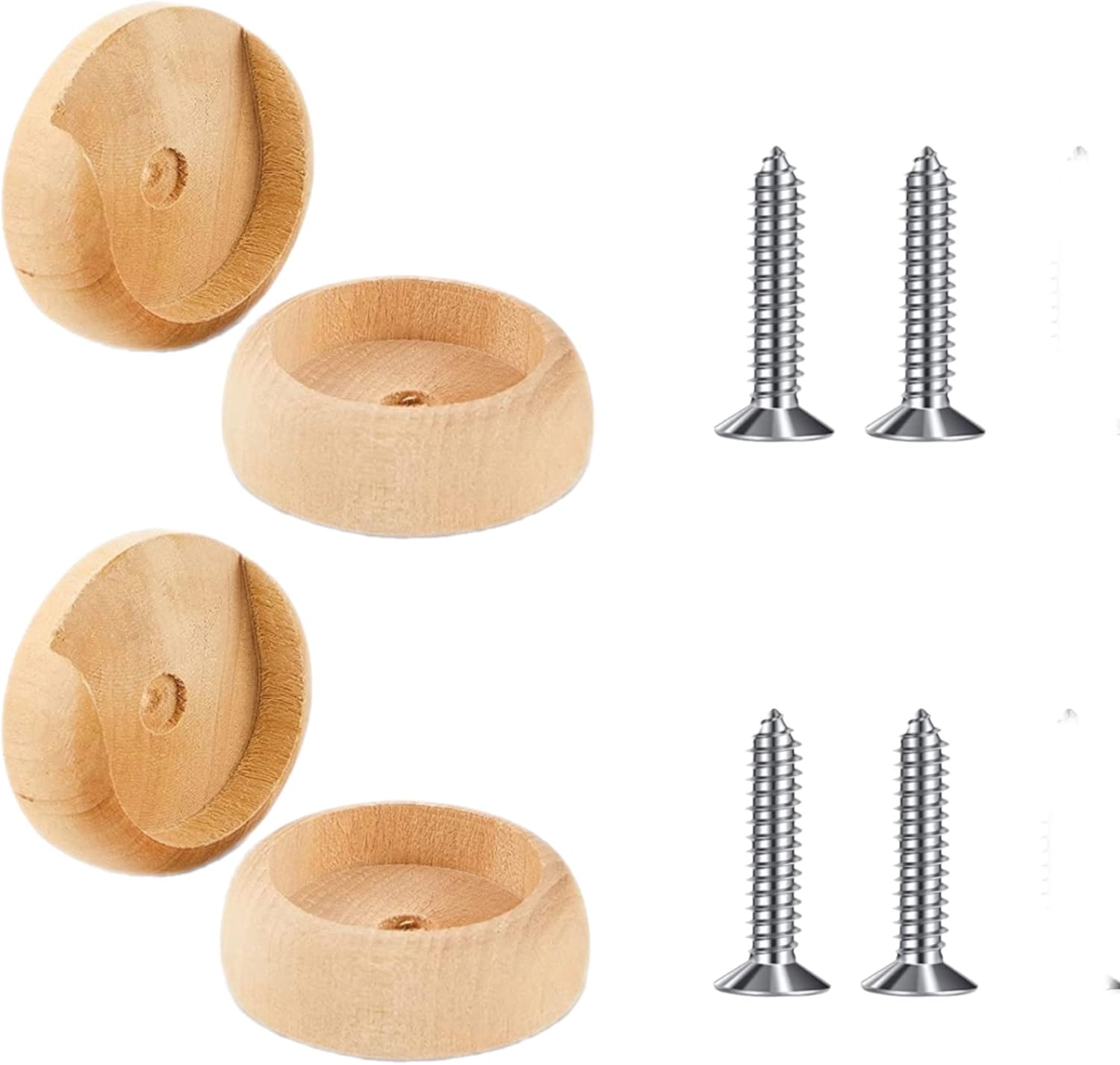 2 Complete Set Wooden Closet Pole Sockets and Screws Closet Pole Rod Holders Organization Coat Curtain Accept Standard 1-3/8