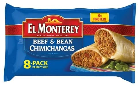 El Monterey Beef & Bean Chimichangas, with ice cold pack 32 oz, 8 Count (Frozen) - Pack of 3