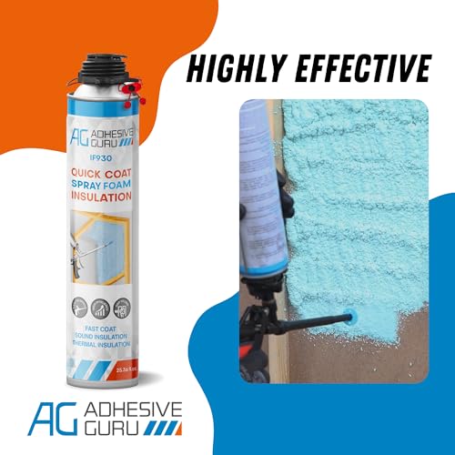 Adhesive Guru Spray Foam Insulation Kit ( 6 x 32.80 oz), Polyurethane Self-Expanding Spray Adhesive Foam, Closed Cell Heat Insulation Foam and Acustic Spray with Foam Cleaner and Dispensing Gun
