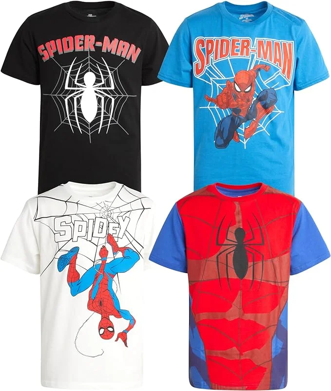 Marvel Avengers Boys’ T-Shirts –Superhero Cosplay Graphic Tee Gift Pack Multipack: Spider-Man (2T-20)