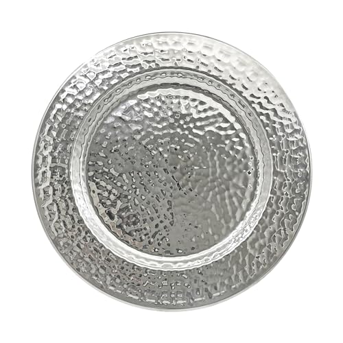 13-Inch Stainless Steel Beaded Charger Plates, Gold Dinner Plate Chargers Set of 6, Round Server Ware