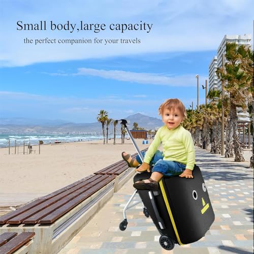 20'' Kids Ride on Suitcase with Spinner Wheels Large Hardside Carry on Rolling Travel Luggage for Boys Girls with Detachable Trolley,TSA Lock