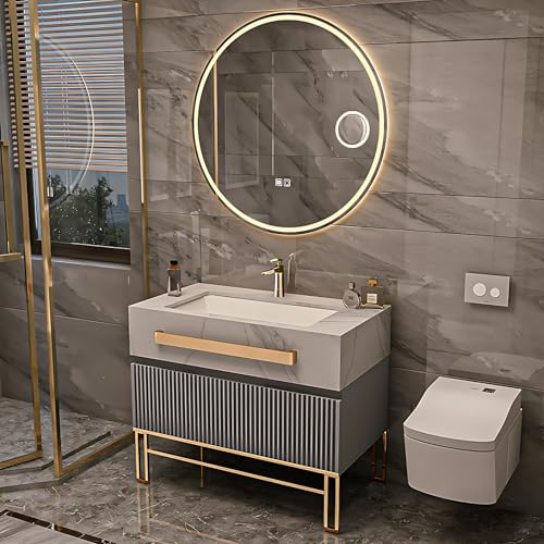 Bathroom Vanity with Sink - Bathroom Vanity Set includes Smart Defog Mirror, Modern Bathroom Sink Cabinet, Large Capacity Storage Space Bathroom Vanity, Gifts for Wife and Daughter (48