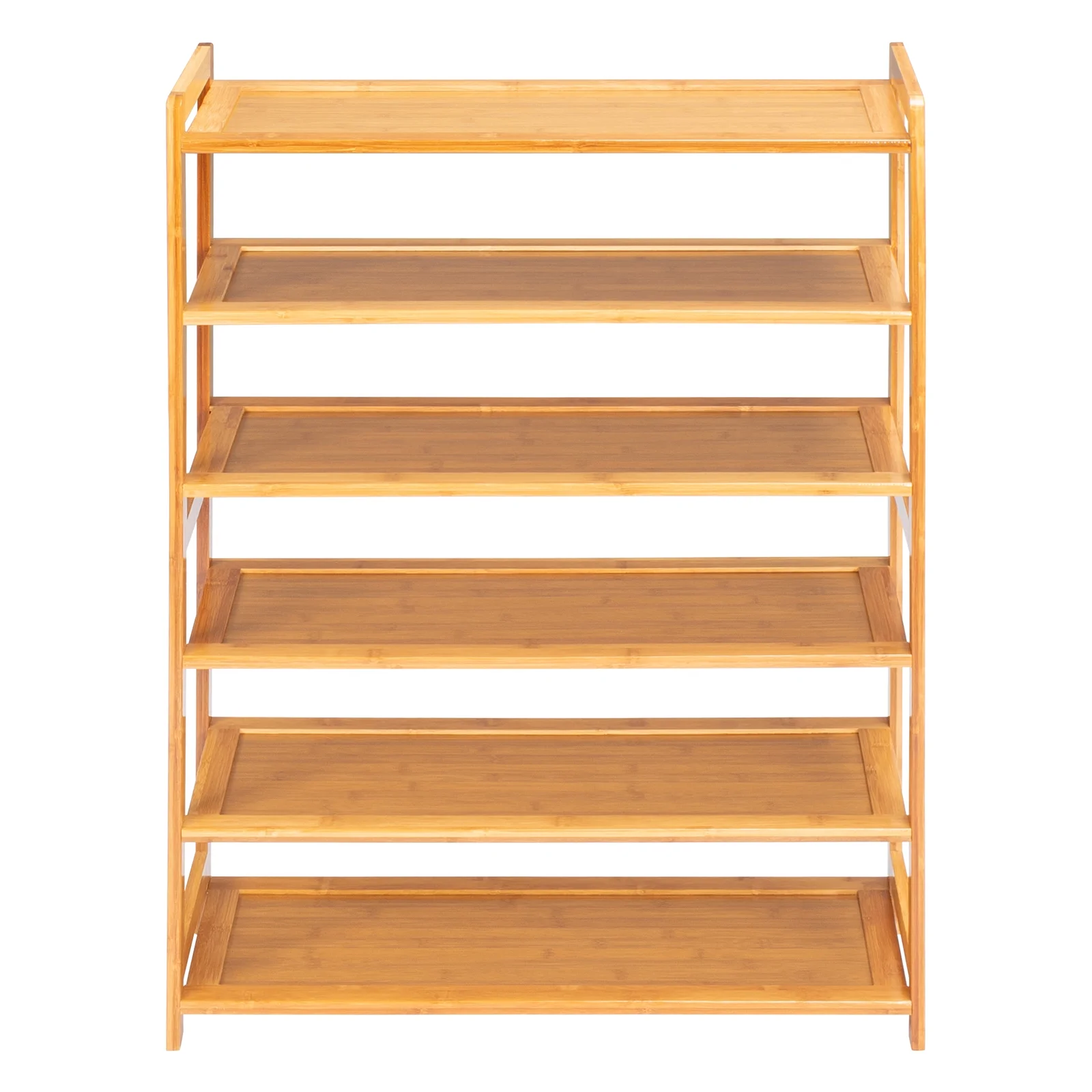 Ktaxon 6 Tiers Bamboo Shoe Storage Rack Sturdy Shoe Shelf Shoe Stand Closet Organizer, 18-24 Pairs, Wood Color