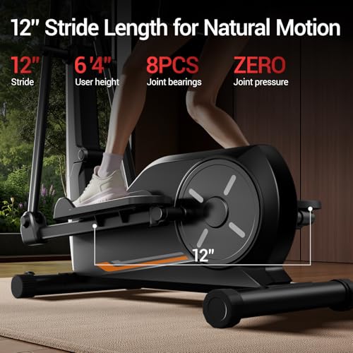 CURSOR FITNESS Elliptical Machine, Elliptical Exercise Machine for Home, Elliptical Training Machines with 8 Levels Resistance, Silent Magnetic Elliptical Trainer with 12