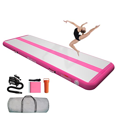Air Mat Tumble Track 10ft/13ft/16ft/20ft Inflatable Gymnastics Tumbling Mat 4/6/8 inchs Thickness Mats for Home Use/Gym/Yoga/Training/Cheerleading/Outdoor/Beach/Park wih Electric Air Pump