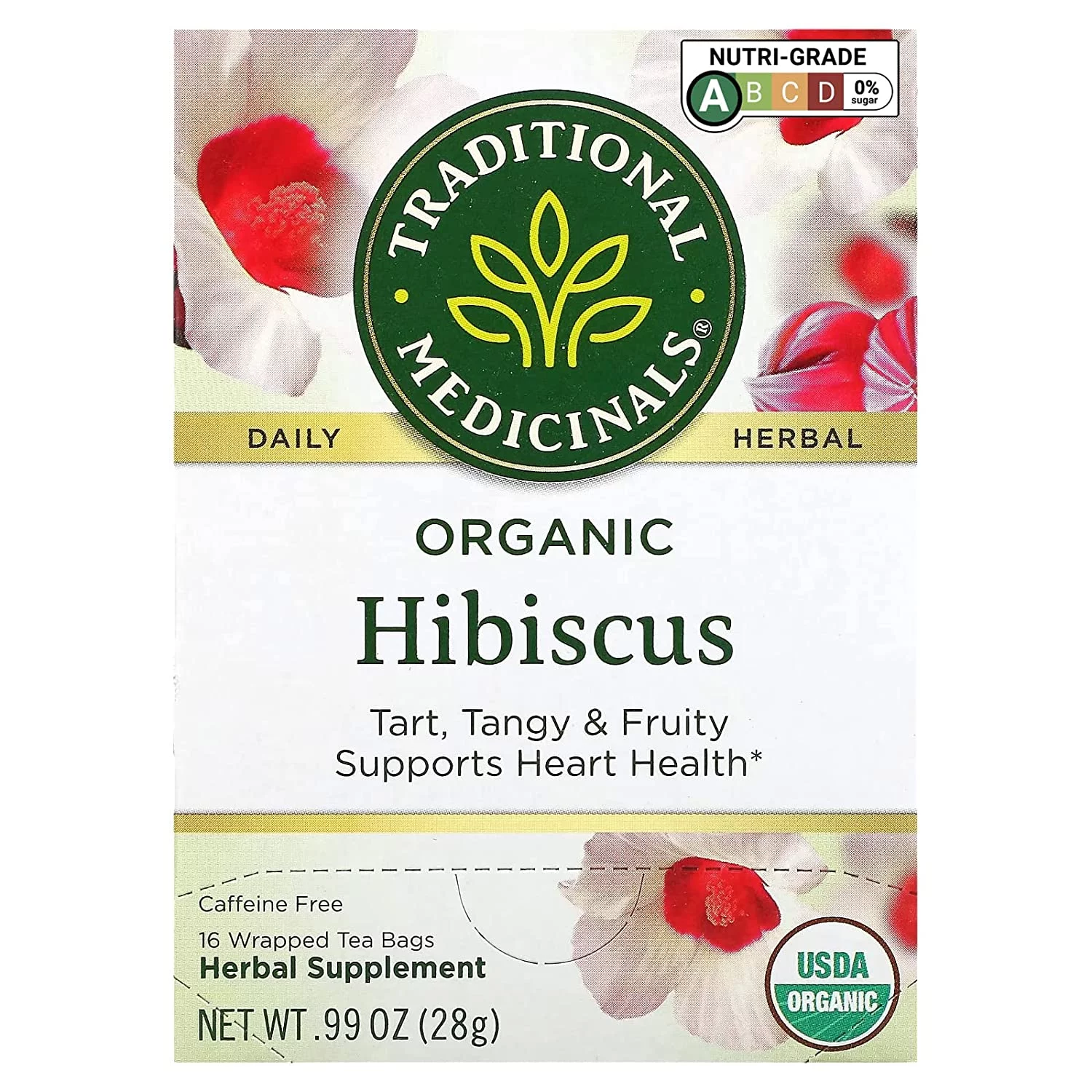 Traditional Medicinals Herbal Tea Organic Hibiscus 16 Tea Bags Pack of 3