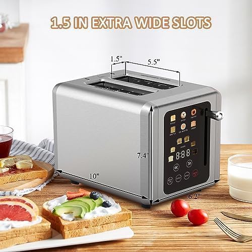 Open Box WHALL Touch Screen Toaster 2 Slice Digital Timer KST075AU - STAINLESS STEEL