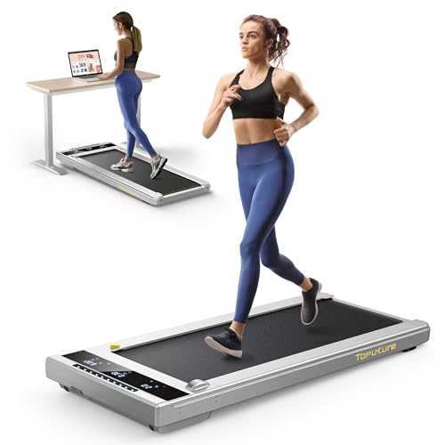 Walking Pad Treadmill, 2.25HP Under Desk Treadmill with App & Remote Control, LED Touch Screen, Lubricating Hole, 300lbs Capacity Compact Walking Treadmills for Home/Office