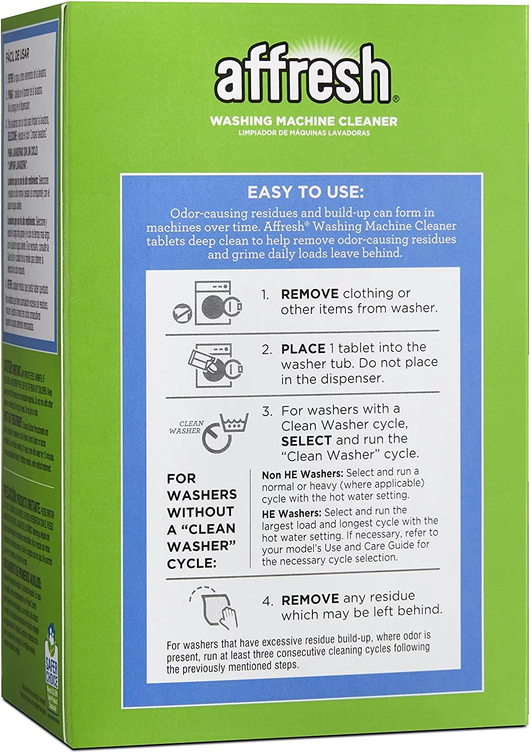 Affresh W10501250 Washing Machine Cleaner, 6 Tablets: Cleans Front Load and Top Load Washers, Including HE