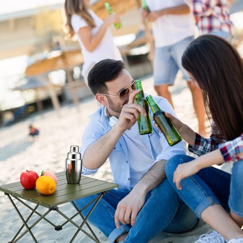 2 Pcs Small Camping Table Portable Folding Beach Side Tables Outdoor Lightweight Aluminum Camping Table with Carry Bag Camping Accessories for Outdoor Cooking Picnic Travel(Black)