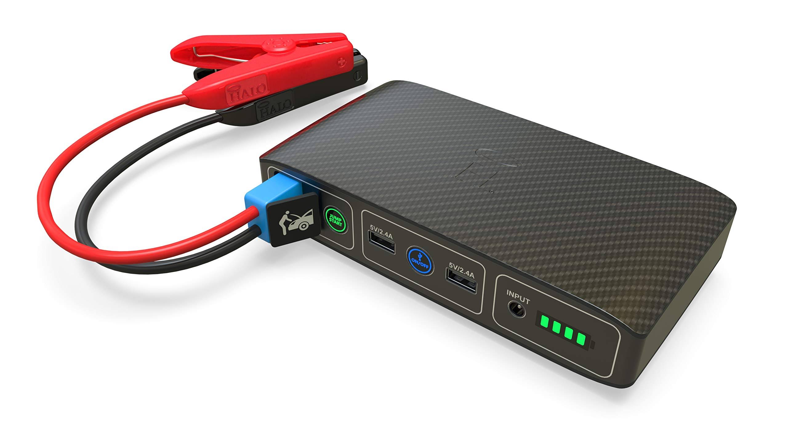 Halo Bolt Portable Car Jump Starter 57720 Mwh Car Battery Jump Starter with 2 USB Ports to Charge Devices, Portable Car Charger