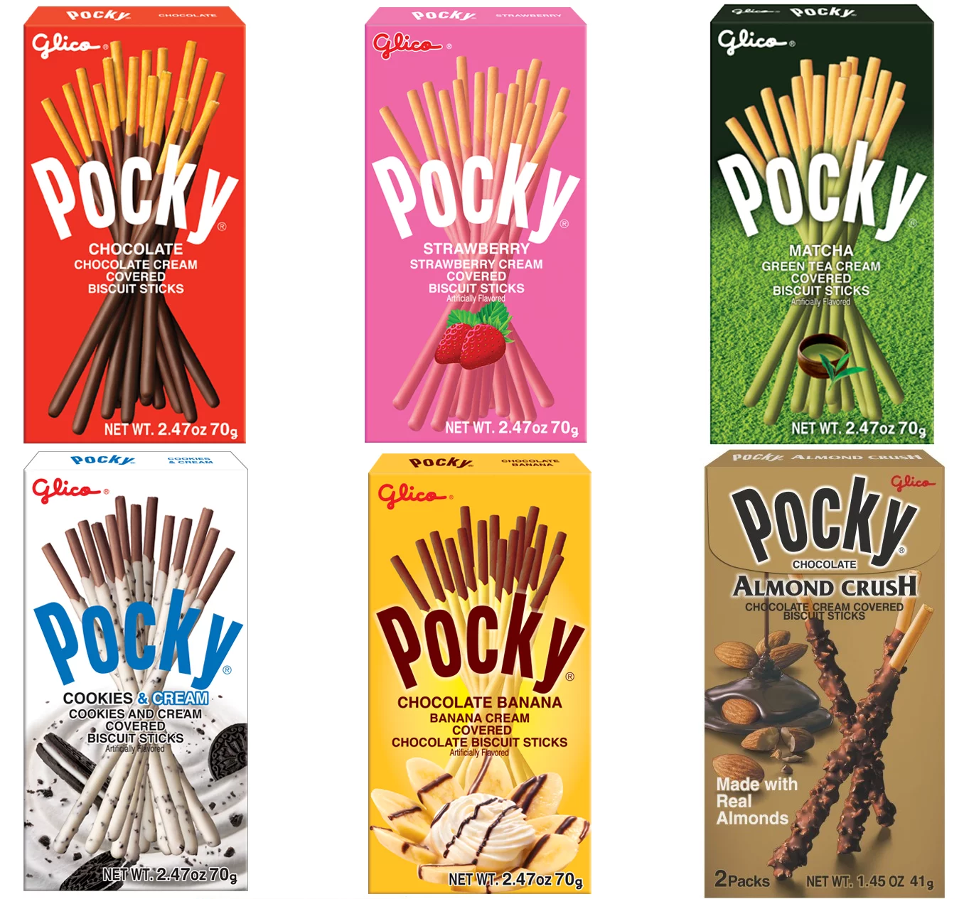 Pocky 70g Biscuit Sticks Chocolate Strawberry Coockie N Cream Matcha Mix of 6 Flavors