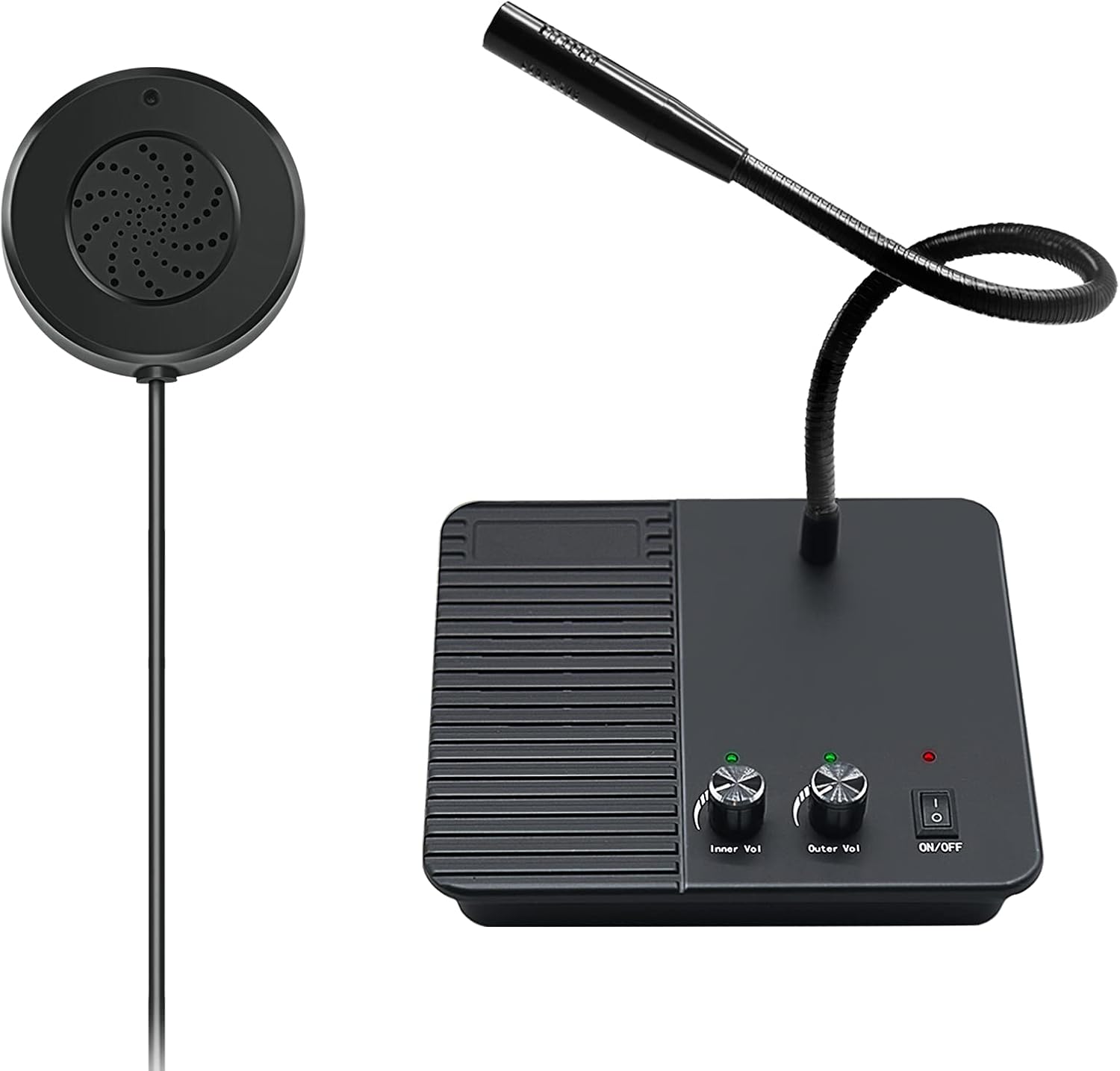 Window Speaker Intercom System Anti-Interference Dual-Way Intercommunication Microphone and Speaker Bank Window Intercom Glass Window Microphone for Business/Bank/Office/Hospital