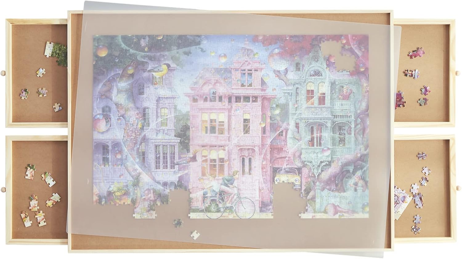 Jomtien Wooden Puzzle Table, Portable Puzzle Board with Drawer for Storing Puzzles, Smooth fiberboard Working Surface, Puzzle Tables for Adults, can Hold 1000 Pieces