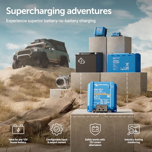 Victron Energy Orion XS Smart DC to DC Battery Charger 12/12 50A (700W) - IP65 Dust & Waterproof - Fully Configurable - Remote Management Possible - Advanced Battery Protection