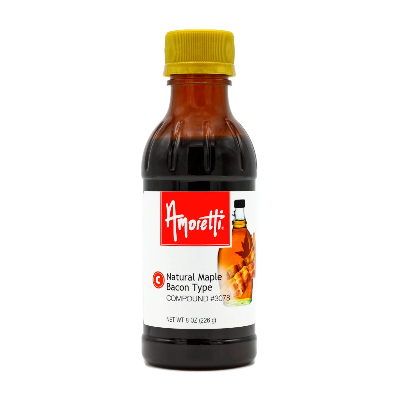 Amoretti - Natural Maple Bacon Type Compound 8 oz - Natural Flavors, Shelf Stable Even After Opening, Certified Kosher, TTB Approved, Perfect for Baking Applications & Beverages