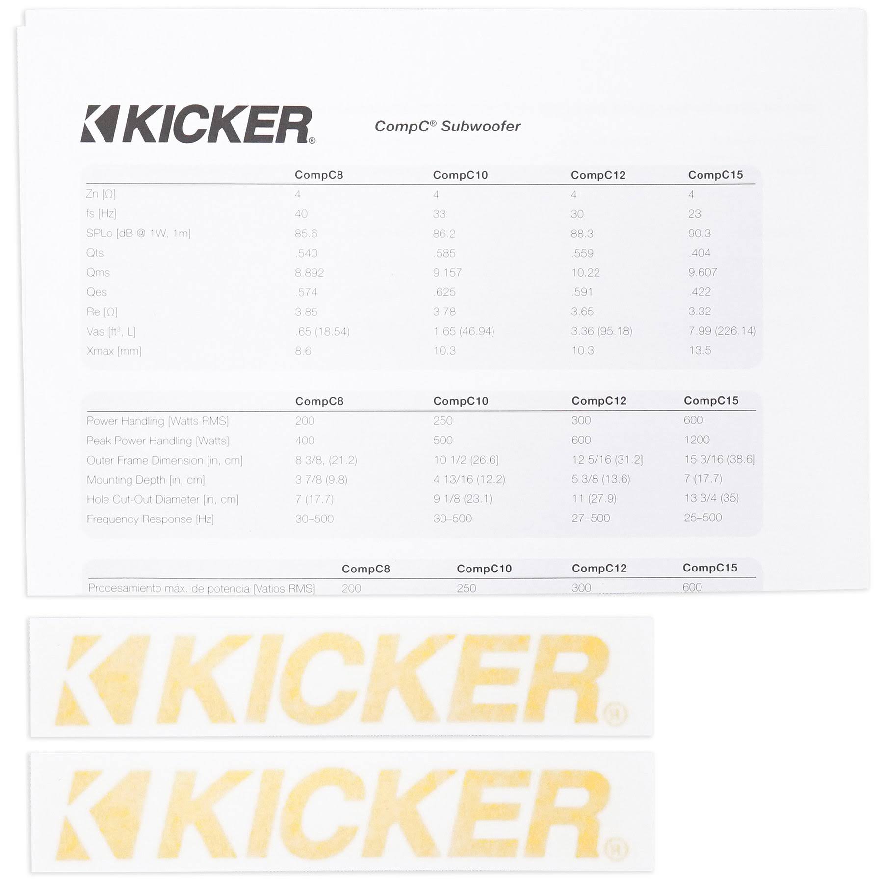 Kicker CompC Car Subwoofer - 8x22 44CWCD84