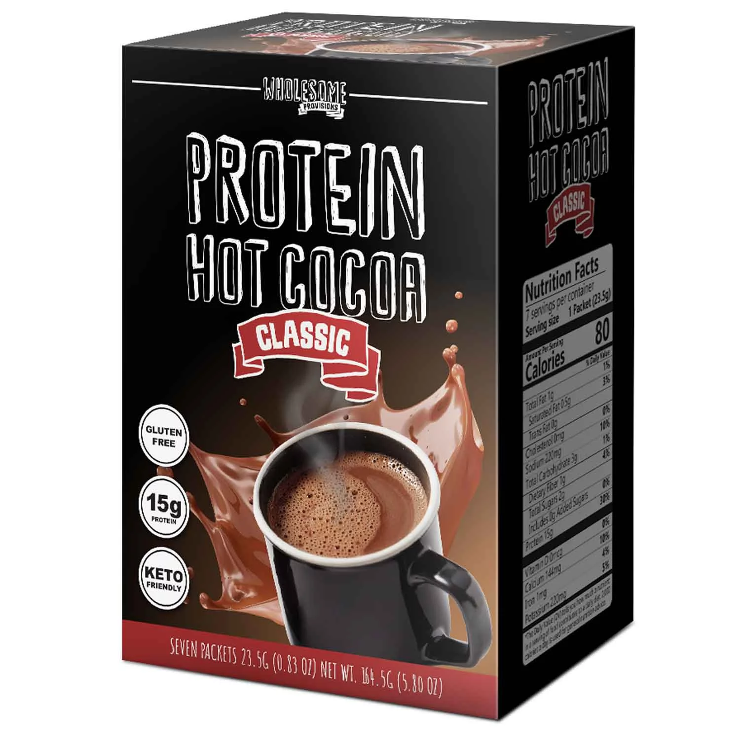 Protein Hot Chocolate, Keto Hot Chocolate Mix, Low Carb Hot Cocoa, 15g Protein, 2g Net Carbs, Low in Sugar, Instant Hot Coco, 7 Individual Macro-Controlled Packages (Classic, 5 Pack)