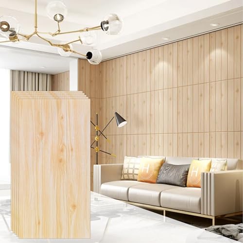10-Sheet Peel and Stick Wood-Look, 28 in. x 14 in. Waterproof Stick on Wall for TV Room, Living Room, Bedroom, Kitchen (Light Oak)