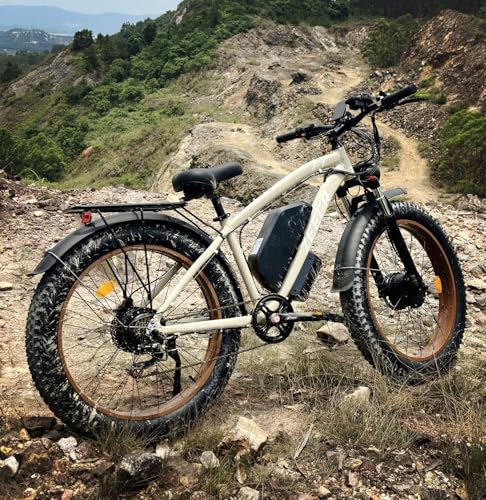 2000W Fat-Tire Electric-Bike for Adults，Dual Motor e Bike 48V 22.4AH with Hydraulic Shock Absorber 35MPH,26” Fat Tire Electric Bicycle for Snow Beach Mountain Off Road Commuter