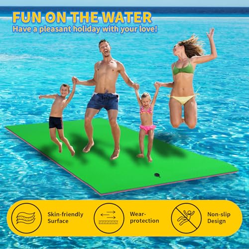 Lily Pad Floating Mat, 9'/12'/18' Premium Floating Water Mat for Lake, 3-Layer Tear-Resistant XPE Foam, Giant Lily Pad for Water Recreation Pool, Suitable for Multiple Users