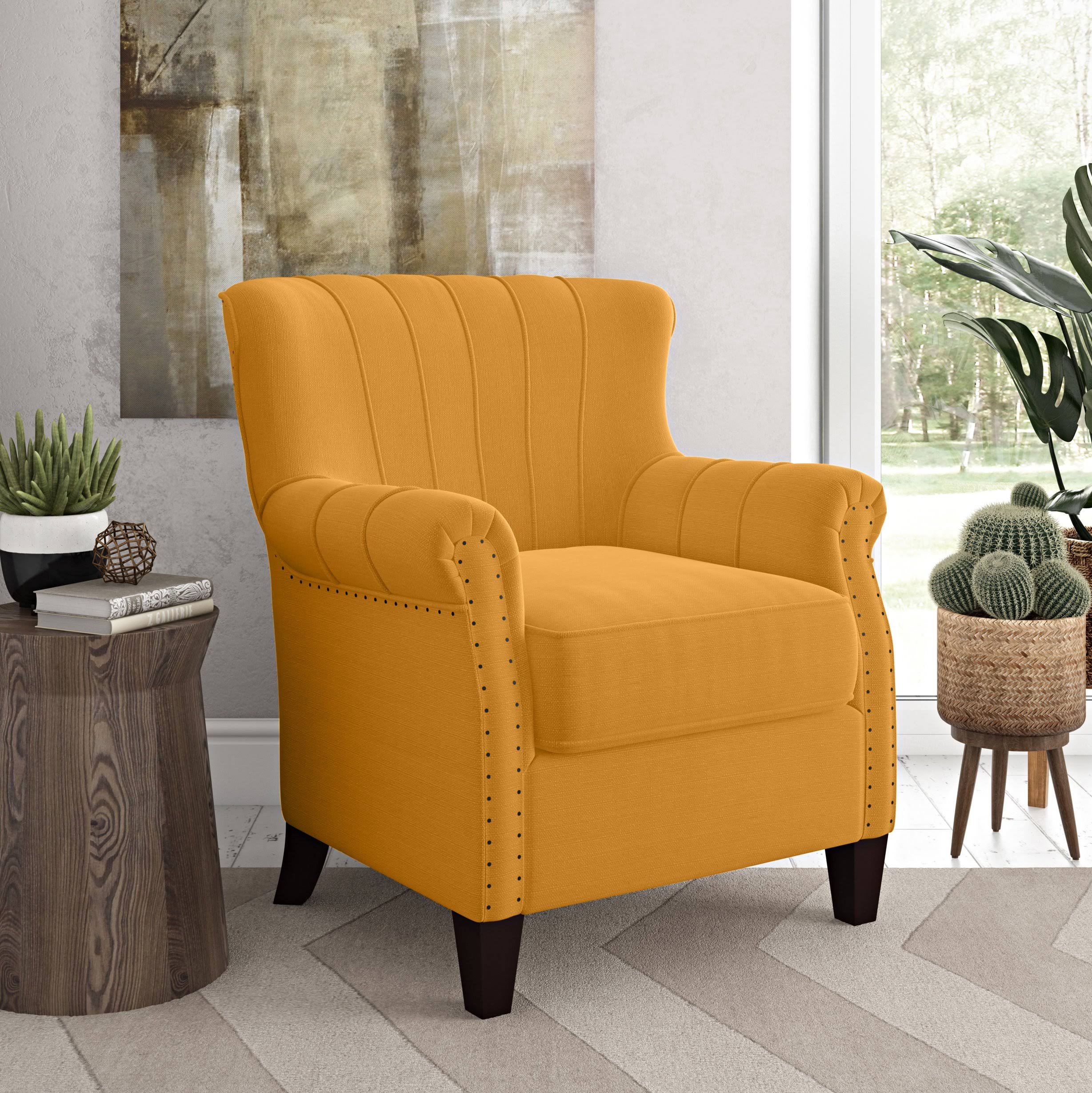 Domesis Gruber Tailored Armchair Mustard Yellow Linen