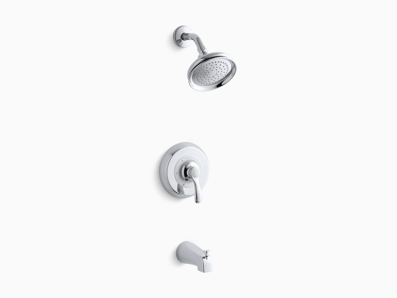 Kohler TS12007-4E-CP Fairfax Rite-Temp Bath and Shower Valve Trim with Lever Handle, NPT Spout and 2.0 GPM Showerhead - Polished