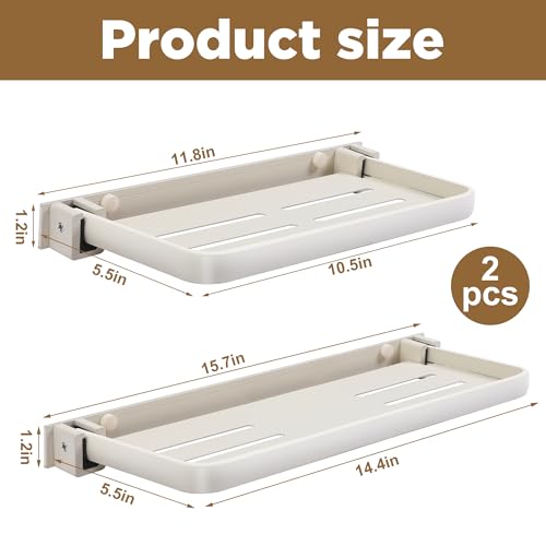 RV Aluminum Foldable Shelf, Wall-mounted Foldable Shelf, RV Fold-Down Storage Panel for RV,Camper Car,Caravans Bathroom, Laundry Room (16 inch)