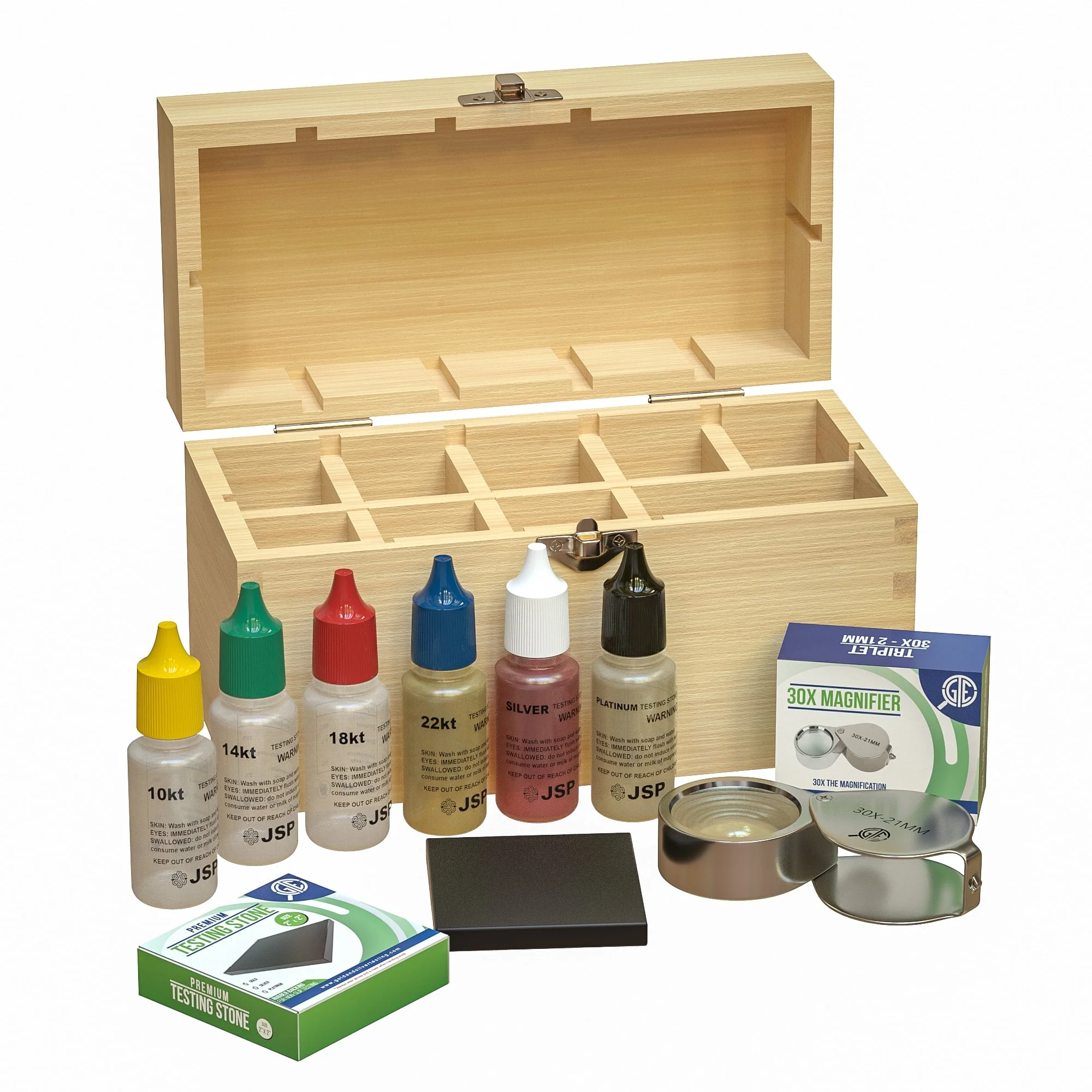 GOLD AND SILVER JEWELRY TEST KIT WITH STORAGE BOX FOR 10K 14K 18K 22K 24K STERLING PRECIOUS METALS SCRAP COINS BARS