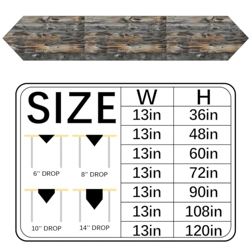 Vintage Wood Texture Table Runners Dresser Scarfs, Table Dresser Runner, Kitchen Dining Table Runners for Indoor Outdoor Holiday Decor 13x60 Inch