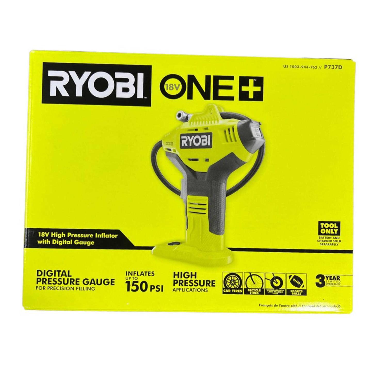 Ryobi P737D 18-Volt ONE+ Cordless High Pressure Inflator with Digital Gauge & 18 - Sports Supplies Online Store