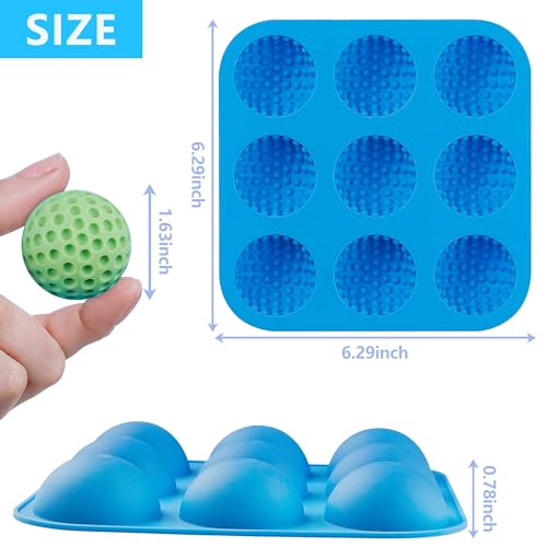 Sidosir 2025 New Golf Ball Chocolate Silicone Molds with Lid for Cake Decorations, 9-Cavity 3D Golf Ball for Ice, candy, Hot Chocolate Bomb